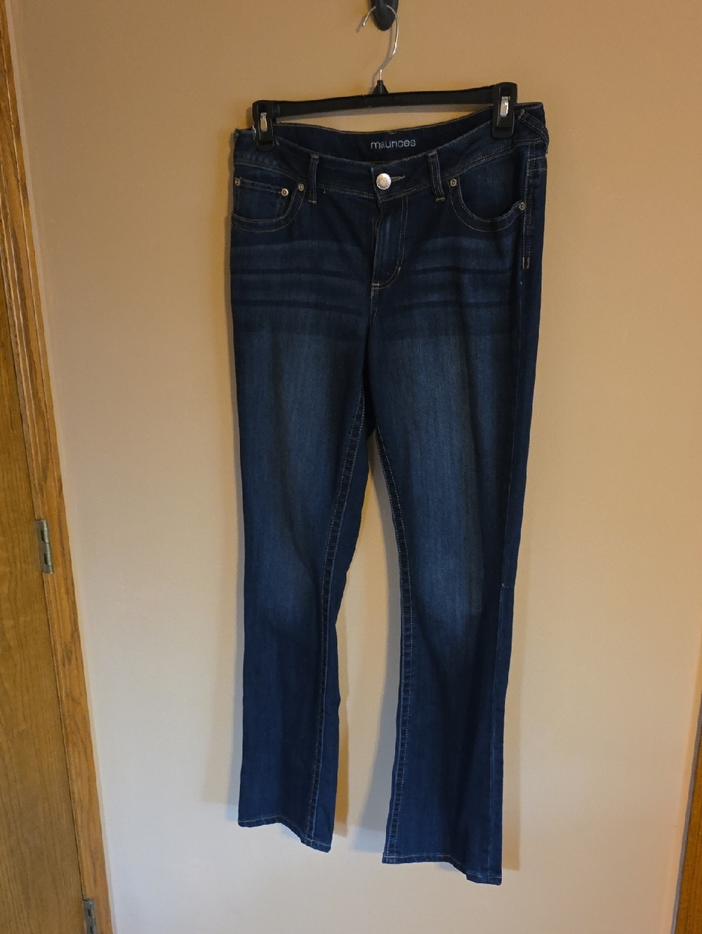 Women's Maurices Mid Rise Straight Leg Dark Wash Jeans Size 12 Long